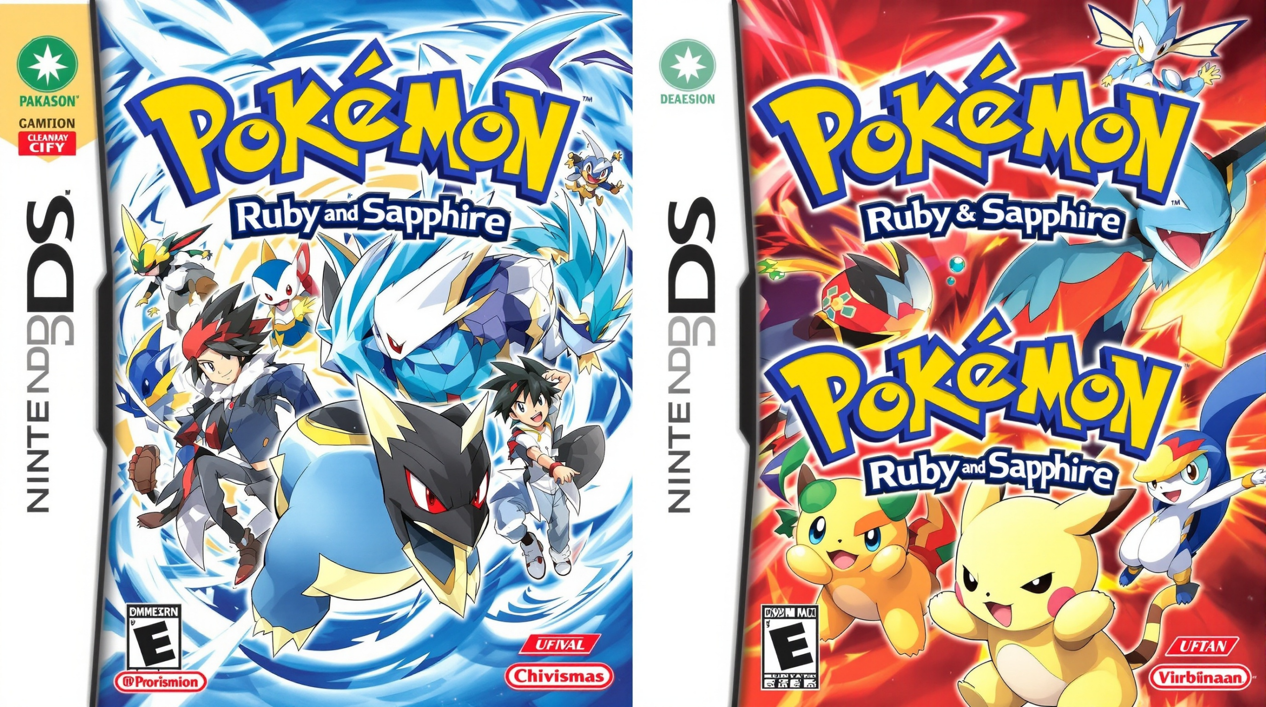 deux couvertures de jeux vidéo de pokemon rubis et saphir